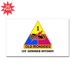 1AD - M01 - 01 - DUI - 1st Armored Division with Text - Sticker (Rectangle 50 Pk)