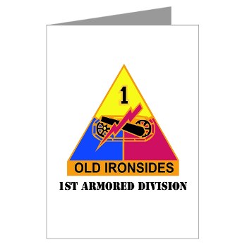 1AD - M01 - 02 - DUI - 1st Armored Division with Text - Greeting Cards (10 pk)