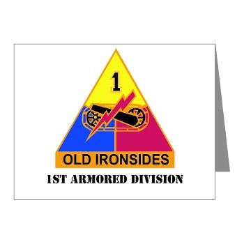 1AD - M01 - 02 - DUI - 1st Armored Division with Text - Note Cards (Pack of 20) - Click Image to Close