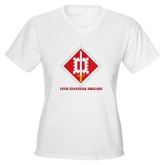 18EB - A01 - 04 - SSI - 18th Engineer Brigade with text Women's V-Neck T-Shirt
