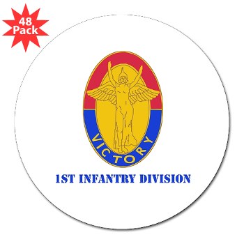 1ID - M01 - 01 - DUI - 1st Infantry Division with text 3" Lapel Sticker (48 pack) - Click Image to Close