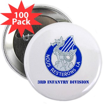 3ID - M01 - 01 - DUI - 3rd Infantry Division with Text 2.25" Button (100 pk)
