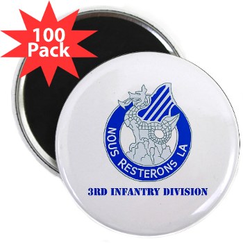 3ID - M01 - 01 - DUI - 3rd Infantry Division with Text 2.25" Magnet (100 pack)