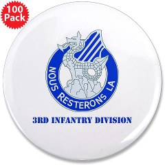 3ID - M01 - 01 - DUI - 3rd Infantry Division with Text 3.5" Button (100 pack)