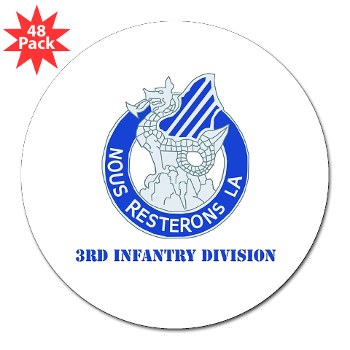 3ID - M01 - 01 - DUI - 3rd Infantry Division with Text 3" Lapel Sticker (48 pk) - Click Image to Close