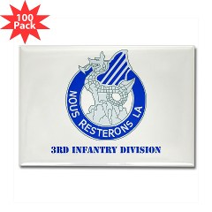 3ID - M01 - 01 - DUI - 3rd Infantry Division with Text Rectangle Magnet (100 pack)