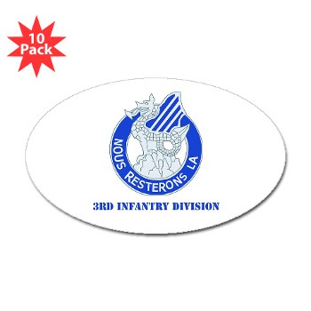 3ID - M01 - 01 - DUI - 3rd Infantry Division with Text Sticker (Oval 10 Pk) - Click Image to Close