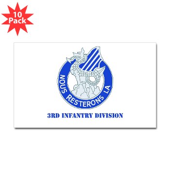 3ID - M01 - 01 - DUI - 3rd Infantry Division with Text Sticker (Rectangle 10 Pk) - Click Image to Close