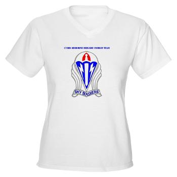 173ABCT - A01 - 04 - DUI-173rd Airborne Brigade Combat Team with text - Women's V-Neck T-Shirt