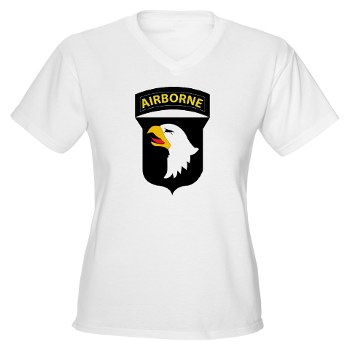 101ABN - A01 - 04 - SSI - 101st Airborne Division Women's V-Neck T-Shirt