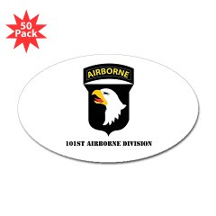 101ABN - M01 - 02 - SSI - 101st Airborne Division with Text Sticker (Oval 50pk)