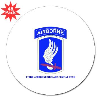 173ABCT - M01 - 01 - SSI - 173rd Airborne Brigade Combat Team with text - 3" Lapel Sticker (48 pk)
