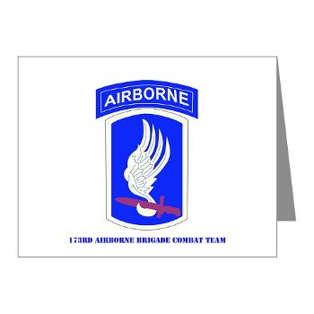 173ABCT - M01 - 02 - SSI - 173rd Airborne Brigade Combat Team with text - Note Cards (Pk of 20)