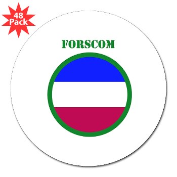 FORSCOM - M01 - 01 - SSI - FORSCOM with Text 3" Lapel Sticker (48 pk) - Click Image to Close