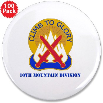 10mtn - M01 - 01 - DUI - 10th Mountain Division with Text 3.5" Button (100 pk)