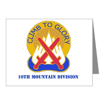 10mtn - M01 - 02 - DUI - 10th Mountain Division with Text Note Cards (Pk of 20) - Click Image to Close
