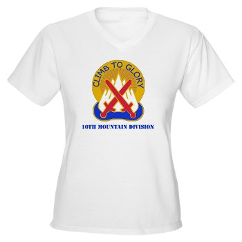 10mtn - A01 - 04 - DUI - 10th Mountain Division with Text Women's V-Neck T-shirt - Click Image to Close