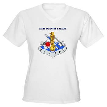 172IB - A01  04 - DUI - 172nd Infantry Brigade with text - Women's V-Neck T-Shirt