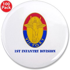 1ID - M01 - 01 - DUI - 1st Infantry Division with Text 3.5" Button (100 pk) - Click Image to Close