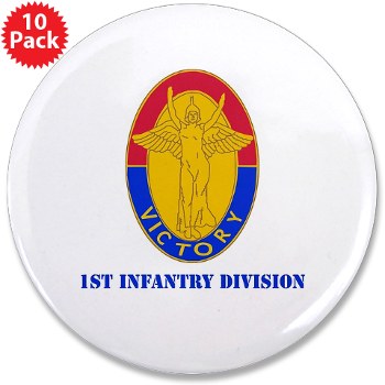 1ID - M01 - 01 - DUI - 1st Infantry Division with Text 3.5" Button (10 pk) - Click Image to Close