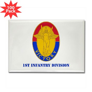 1ID - M01 - 01 - DUI - 1st Infantry Division with Text Rectangle Magnet (100 pk)