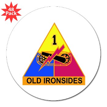 1AD - M01 - 01 - DUI - 1st Armored Division 3" Lapel Sticker (48 pk)