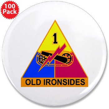 1AD - M01 - 01 - DUI - 1st Armored Division 3.5" Button (100 pack) - Click Image to Close