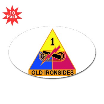 1AD - M01 - 01 - DUI - 1st Armored Division Sticker (Oval 10 pk) - Click Image to Close