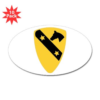 1CAV - M01 - 01 - DUI - 1st Cavalry Division Sticker (Oval 10 pk) - Click Image to Close