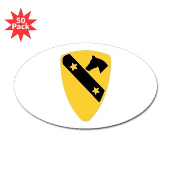 1CAV - M01 - 01 - DUI - 1st Cavalry Division Sticker (Oval 50 pk) - Click Image to Close