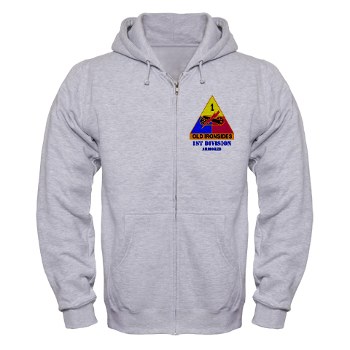 1AD - A01 - 03 - DUI - 1st Armored Division with Text - Zip Hoodie