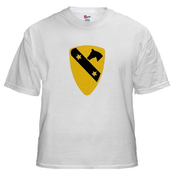 1CAV - A01 - 04 - DUI - 1st Cavalry Division White T-Shirt - Click Image to Close
