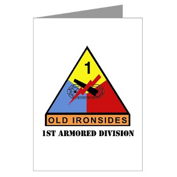 1AD - M01 - 02 - SSI - 1st Armored Division with Text Greeting Cards (Pk of 20)