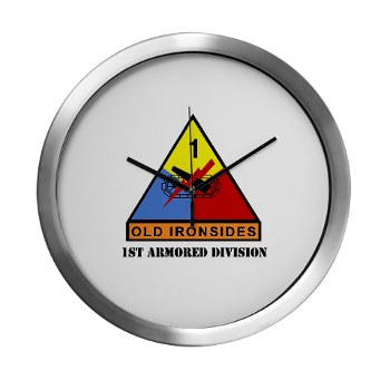 1AD - M01 - 03 - SSI - 1st Armored Division with Text Modern Wall Clock - Click Image to Close
