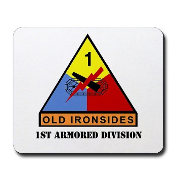 1AD - M01 - 03 - SSI - 1st Armored Division with Text Mousepad