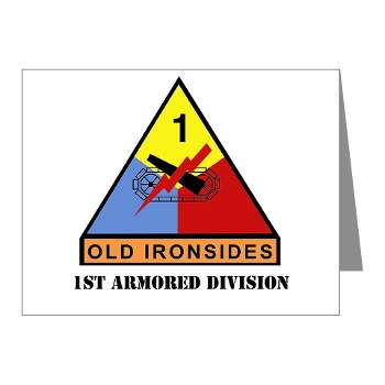 1AD - M01 - 02 - SSI - 1st Armored Division with Text Note Cards (Pk of 20)