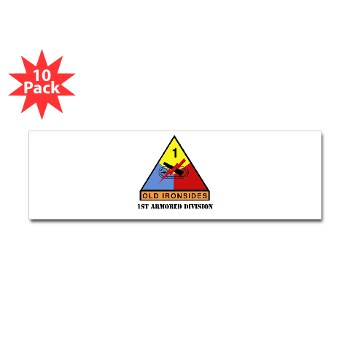 1AD - M01 - 01 - SSI - 1st Armored Division with Text Sticker (Bumper 10 Pk) - Click Image to Close