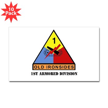1AD - M01 - 01 - SSI - 1st Armored Division with Text Sticker (Rectangle 10 Pk) - Click Image to Close