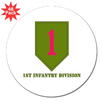 1ID - M01 - 01 - SSI - 1st Infantry Division with Text 3" Lapel Sticker (48 Pk)