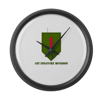 1ID - M01 - 03 - SSI - 1st Infantry Division with Text Large Wall Clock