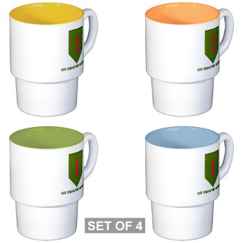 1ID - M01 - 03 - SSI - 1st Infantry Division with Text Stackable Mug Set (4 mugs)