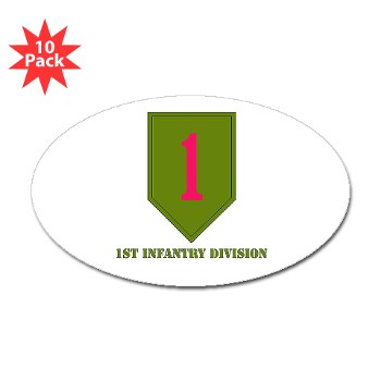 1ID - M01 - 01 - SSI - 1st Infantry Division with Text Sticker (Oval 10 Pk)
