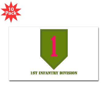 1ID - M01 - 01 - SSI - 1st Infantry Division with Text Sticker (Rectangle 10 Pk) - Click Image to Close