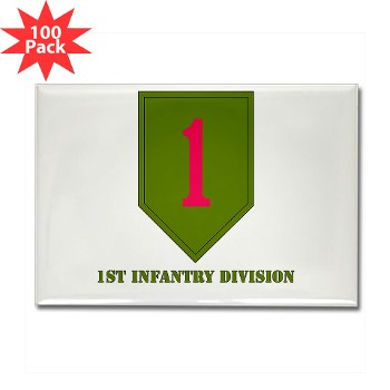 1ID - M01 - 01 - SSI - 1st Infantry Division with Text Rectangle Magnet (100 Pack)