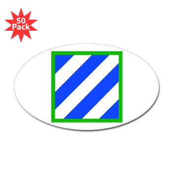 03ID - M01 - 01 - SSI - 3rd Infantry Division Sticker (Oval 50 pk) - Click Image to Close