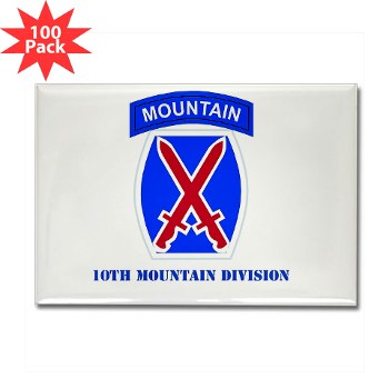 10mtn - M01 - 01 - SSI - 10th Mountain Division with Text Rectangle Magnet (100 pack) - Click Image to Close