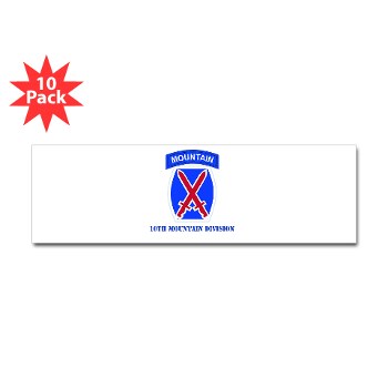 10mtn - M01 - 01 - SSI - 10th Mountain Division with Text Sticker (Bumper 10 Pk) - Click Image to Close