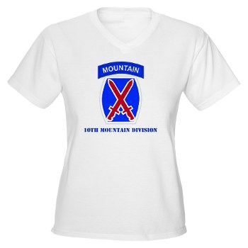 10mtn - A01 - 04 - SSI - 10th Mountain Division with Text Women's V-Neck T-Shirt