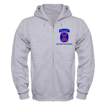 10mtn - A01 - 03 - SSI - 10th Mountain Division with Text Zip Hoodie - Click Image to Close