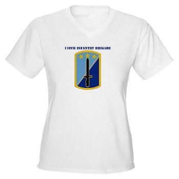170IB - A01 - 04 - SSI - 170th Infantry Brigade with text - Women's V-Neck T-Shirt